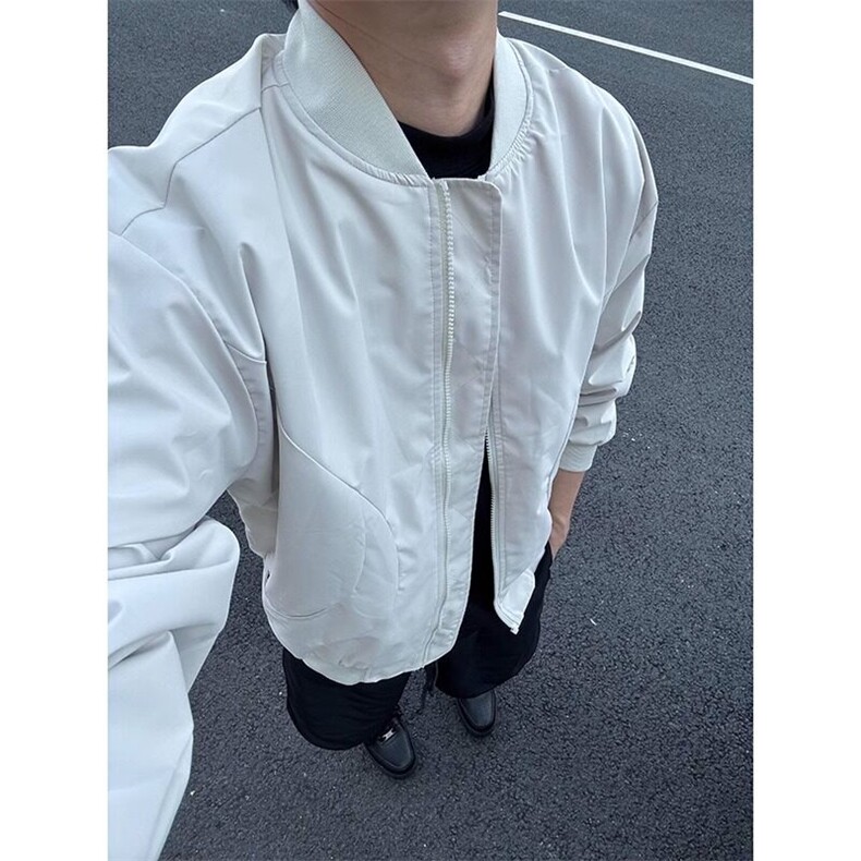 白色ma1飞行员夹克外套美式复古休闲棒球服 JK2402A 特P58图片