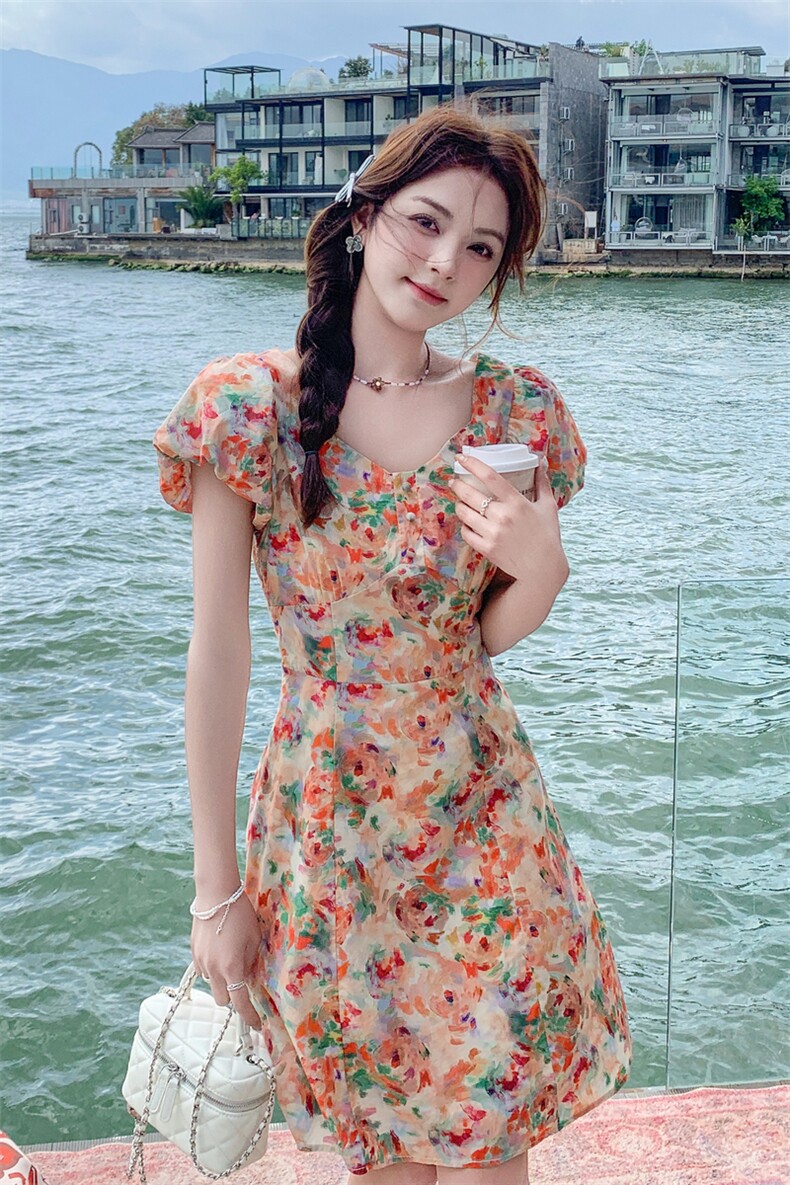 现货主推~2025夏季新碎花连衣裙度假裙子2B237-2610-P120-K168,女装连衣裙,2B237