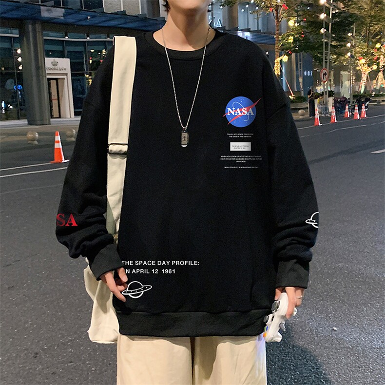 S6243-P28  NASA秋季圆领卫衣男大码韩版宽松长袖外套图片
