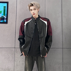 （盗图必投）赛车服皮衣夹克立领PU机车服外套男2617-P80，男装夹克，星座910-5