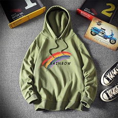 WY2064-P40纯棉连帽卫衣男大码运动帽衫宽松薄外套男麒麟风，男装卫衣，电商A040A