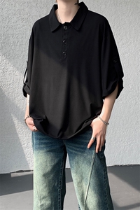 春夏新款POLO衫纯色潮流短袖T恤打底日系半袖ins风翻领短袖T恤P40图片