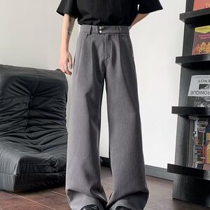 高级感阔腿裤子男女春秋季新款精纺羊毛垂坠感直筒裤轻奢风休闲裤图片