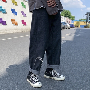 NK44166-P38 直筒牛仔裤男士大码宽松九分裤男休闲长裤子男图片