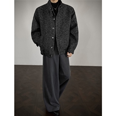 鱼骨条纹呢子内胆加棉加厚棉衣宽松立领棉服A170-N63-P118，男装棉衣，电商A170