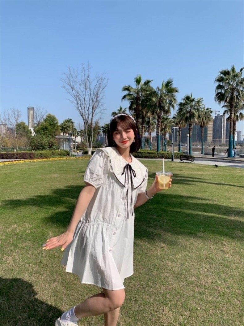 双层娃娃领，韩风连衣裙，女装连衣裙，爱娜.悦儿