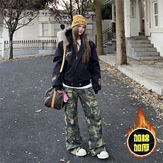 现货高品质美式高街重磅刺绣座山雕大毛毛领棉衣男女加厚棉服外套，男装棉衣，电商A443