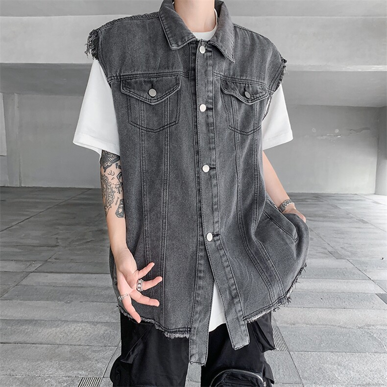 牛仔背心马甲外套男女款秋季日系宽松工装复古马夹坎肩MJ20-P55图片