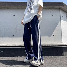 春秋条纹垂感直筒卫裤男宽松潮牌复古运动裤夏季男生休闲长裤潮，男装休闲裤，星座716-2