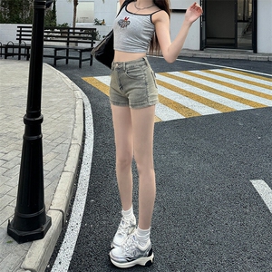 复古高腰牛仔短裤女春季2025年新款宽松显瘦辣妹a字紧身显瘦热裤图片