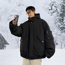 情侣羽绒服男冬季新款港风宽松连帽中长款保暖外套YR906-P175，男装羽绒服，星座214-3