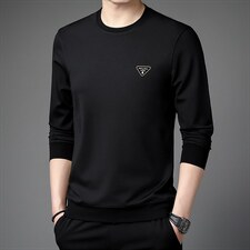 2023新款长袖商务休闲套头上衣男士秋季中年印花圆领时尚百搭卫衣，男装卫衣，电商B212（原钱塘6029）