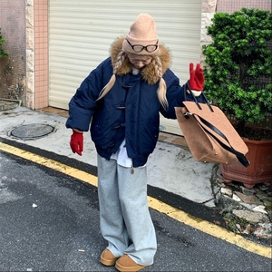 卡其色羽绒服女复古牛角扣派克服冬季2025年新款加厚韩系棉袄外套图片