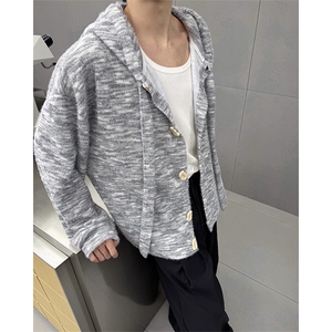WY10142-特P53 控98秋季设计感小众长帽绳大码男长袖连帽卫衣外套图片