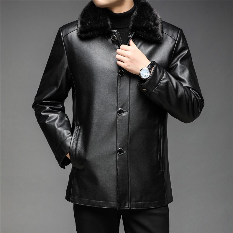 X2268秋冬新款海宁皮派克服男士水貂毛翻领内胆可拆卸P1900,男装皮衣,电商B360
