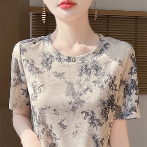 夏季轻薄短袖薄款宽松女针织衫V领短袖图片