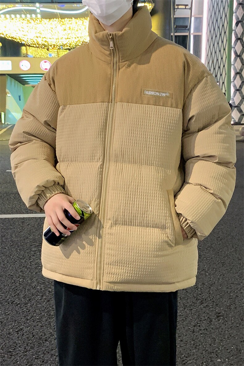 港风冬季新款潮牌棉袄外套玉米格加厚棉衣面包服A436-0899-P85,男装棉衣,电商A436