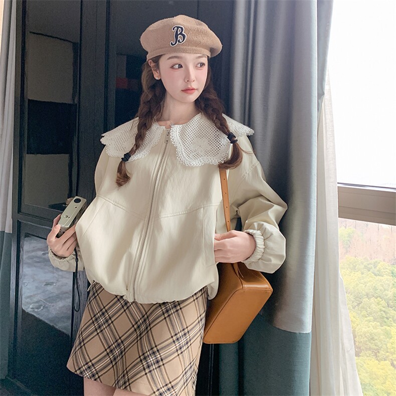 新款 现货主推花边领皮衣外套2516-P150-K218图片