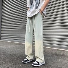 2023渐变色直筒裤宽松夏款流行长裤牛仔裤313A-1-NZ037-P65控78，男装牛仔裤，星座808A-1