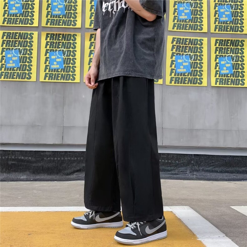 春夏工装休闲裤男百搭裤子ins潮牌坠感宽松直筒纯色阔腿裤~K1155,男装休闲裤,星座601-2