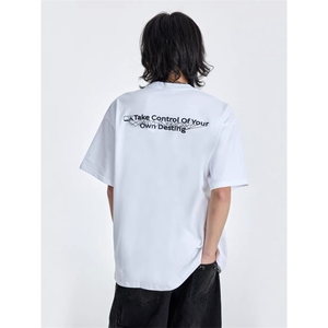 1506/QC15660/P40美式潮牌ok标语字母简约休闲重磅纯棉短袖上衣图片