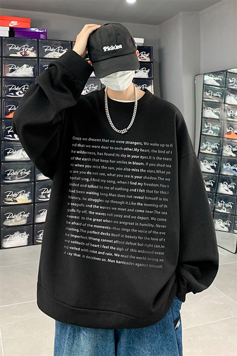 华夫格！华夫格上衣男圆领华夫格卫衣男大码长袖t恤男HY165-P30,男装卫衣,电商B367