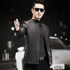 WL1825-1秋冬新款男士山羊皮夹克皮衣男韩版机车男装P780，男装皮衣，电商B360