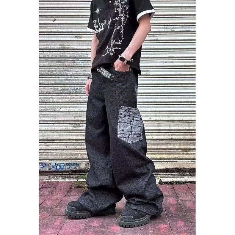 1506/QRB2850/P56港风潮男夏季新款嘻哈ins潮高街潮流痞帅长裤，男装休闲裤，星座1506