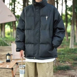 黑色pu皮棉衣男款秋冬立领面包服港风潮牌加厚皮衣棉服外套ins图片