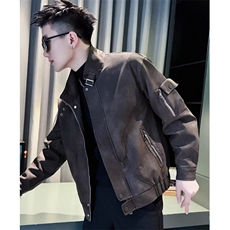 网图现货秋冬款男士夹克皮衣百搭PU潮男休闲男潮外套RG1560-P70，男装皮衣，星座1005-4