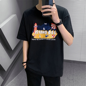 短袖T恤男 2021新款夏季时尚印花纯棉体恤衣服DS741TP30图片