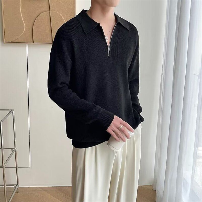 Polo领纯色毛衣男慵懒半拉链针织衫打底休闲内搭男上衣TB47,男装针织衫/毛衣,星座1116A-2（原606A-1）