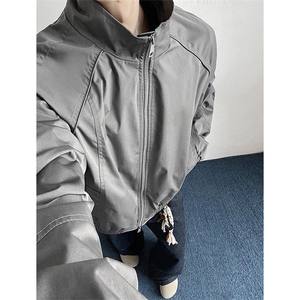 高品质春装新款老钱风美式高街解构立领棒球服飞行夹克休闲外套潮图片