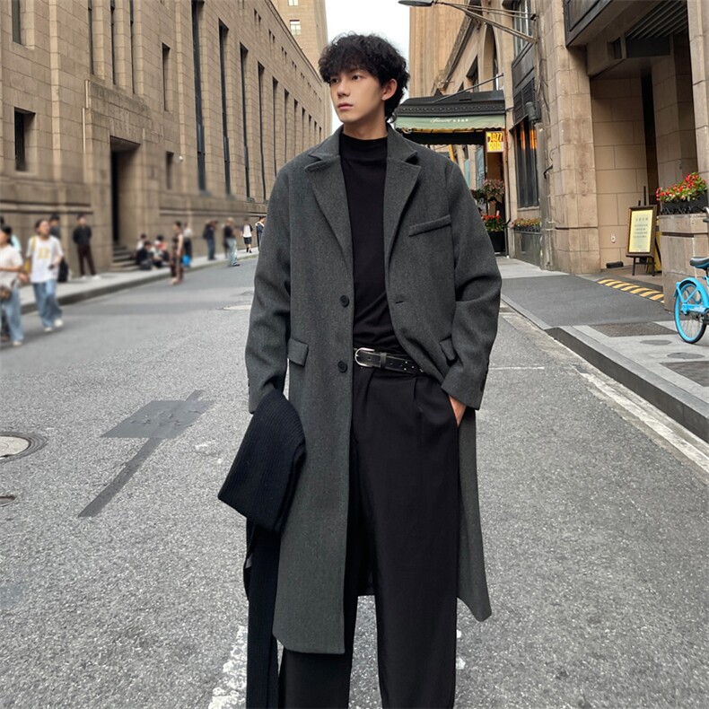 秋冬复古大码毛呢大衣男宽松风衣中长款外套MN8693/P100加棉P110，男装风衣，电商B316