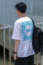 夏季新款日系圆领纯棉腰果花字母印花潮牌短袖打底T恤T71-P35-X49，男装T恤，电商C309B