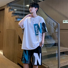 夏季冰丝高弹速干短袖短裤运动套装2406特P45控68，男装休闲套装，电商A309