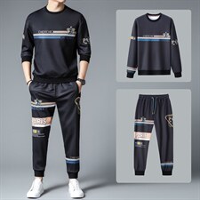 SXL9615秋季2023年新款男士长袖长裤修身休闲时尚卫衣套装P155，男装休闲套装，电商B360