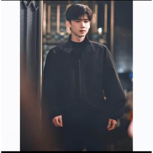 白敬亭同款冲锋衣外套男款春秋季黑色cleanfit短款立领飞行员夹克图片