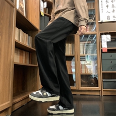 港风复古水洗抽绳阔腿拖地直筒休闲牛仔裤XZ213-DK2004-P45控58，男装牛仔裤，星座213
