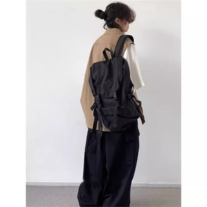 夏季日系复古假两件工装短袖衬衫男女cityboy宽松衬衣LB644-p36图片