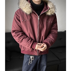 美式潮牌毛领棉衣男款冬季加厚保暖棉服青少年情侣外套特P98，男装棉衣，电商C306-1