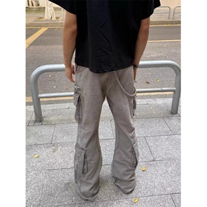 炮弹多口袋工装牛仔裤男小众潮牌做旧设计感宽松阔腿裤子 NQ37图片