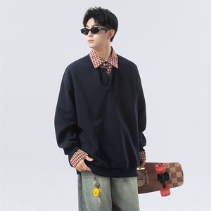 学院风polo领假两件卫衣男 cp136-特p55图片
