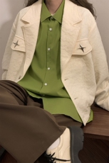 中性风黄底美式夹克潮牌夹克男情侣大码M-5XL外套JK8748P95控128，男装夹克，星座227-7