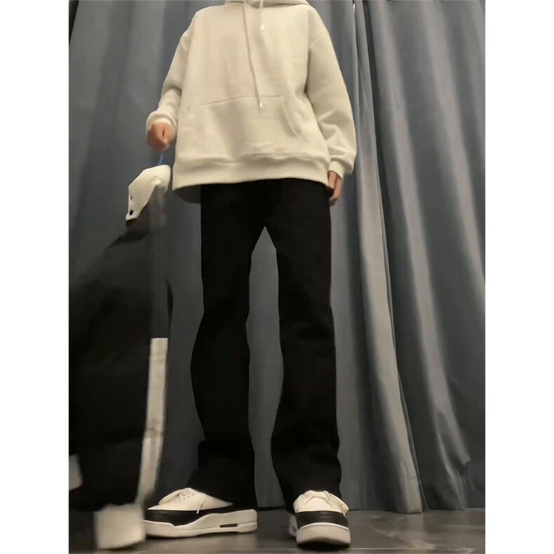 纯黑色弹力牛仔裤秋冬款cleanfit显瘦微喇裤子CHNZK01-P53加绒58,男装牛仔裤,星座1007（原301D）