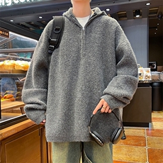 半拉链连帽毛衣男秋冬韩版慵懒风高级感休闲针织开衫M1601-P50，男装针织衫/毛衣，星座512-4