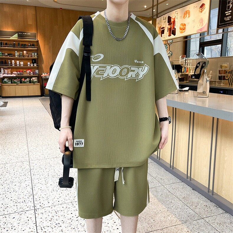 TZ2022-特批50套装2025夏季新款短袖套装男青少年,男装休闲套装,电商A247