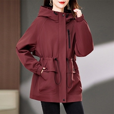 杭州正品气质风衣外套女2025春秋新款妈妈时尚洋气安哥拉红夹克衫，女装风衣，浙宝2-166