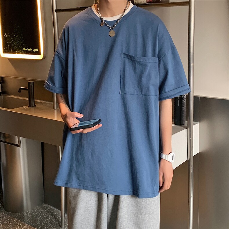 港风高街大口袋日系休闲情侣潮大码风短袖T恤DT748F30控48,男装T恤,星座227-7
