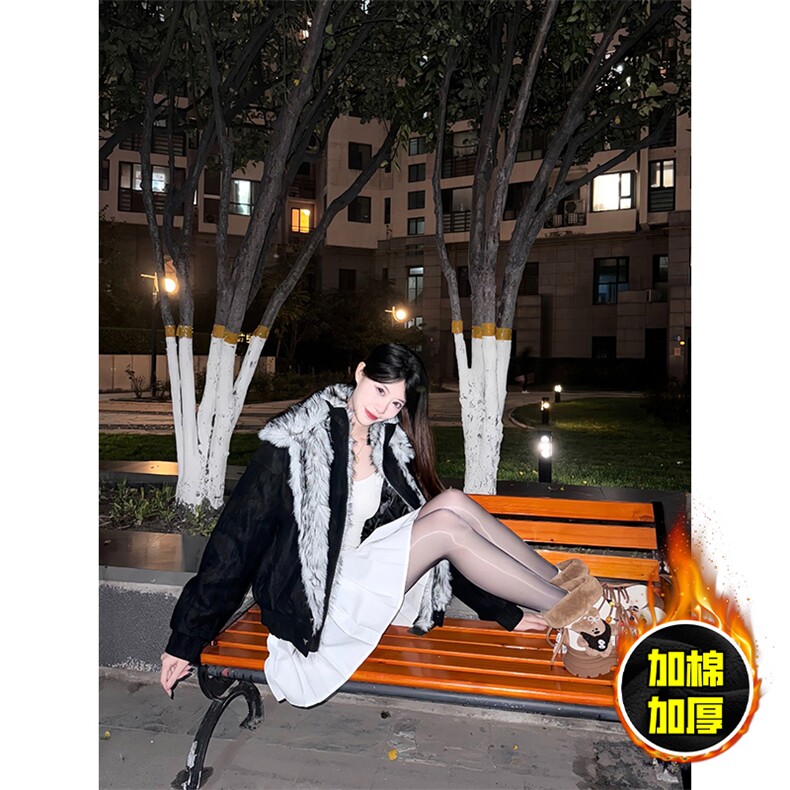 现货高品质美式高街重磅狼王座山雕毛毛领假两件棉衣加厚棉服外套，男装棉衣，电商A486-1